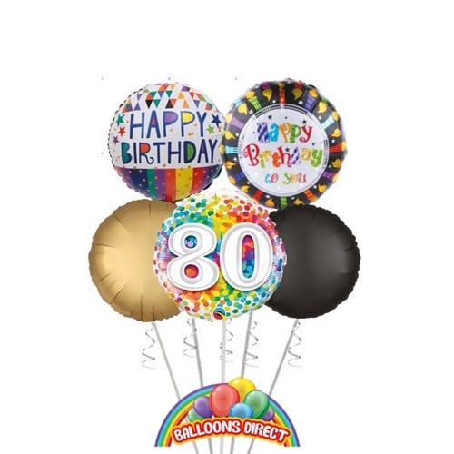 Generic 80th Birthday Balloon Bouquet (3 Balloon Bouquet)