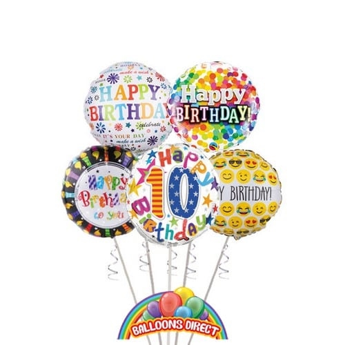Age 10 Birthday Balloon Bouquet (3 Balloon Bouquet)