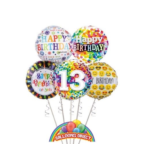Age 13 Birthday Balloon Bouquet (3 Balloon Bouquet)