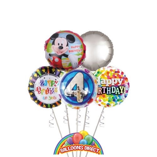 Boys Age 4 Birthday Balloon Bouquet (3 Balloon Bouquet)