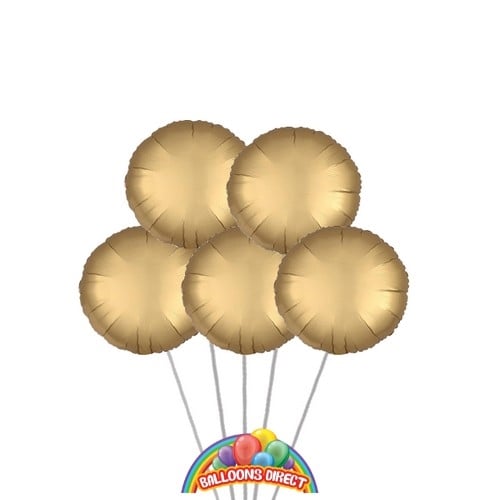 Gold Only Round Balloon Bouquet (3 Balloon Bouquet)