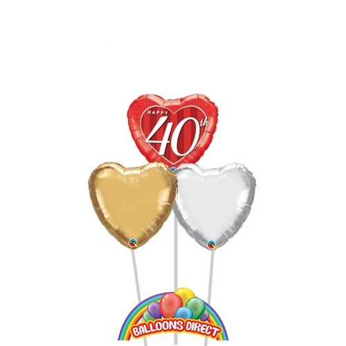 Happy 40th Anniversary 3 Balloon Bouquet