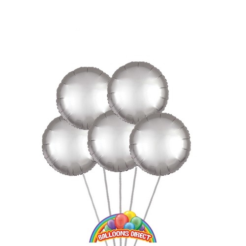 Silver Only Round Balloon Bouquet (3 Balloon Bouquet)