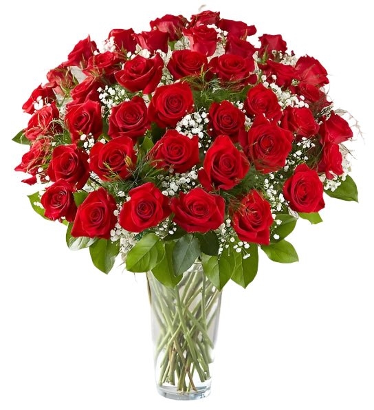 Premium Red Roses Arranged with Filler (18 Stems)