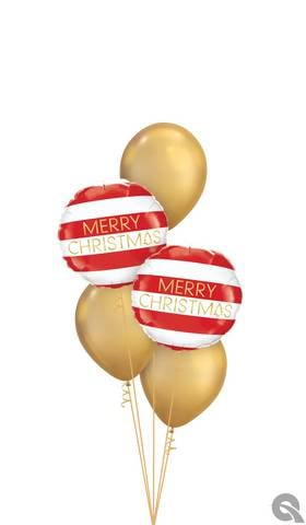 Merry Christmas Gold & Red Balloon Arrangement
