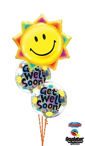 Get Well Soon Balloon Bouquet with Sunshine Foil Balloon