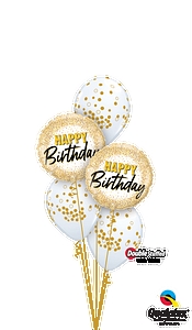 Gold Happy Birthday Spots Balloon Bouquet
