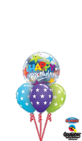 Happy Birthday Bubble Stars Balloon Bouquet