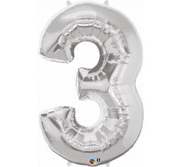 Number 3 Silver Megaloon (86cm)
