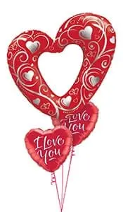 Red Link Heart Filigree Balloon Gift