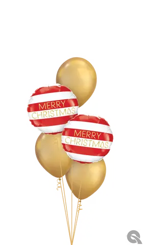 Merry Christmas Gold &amp; Red Balloon Arrangement