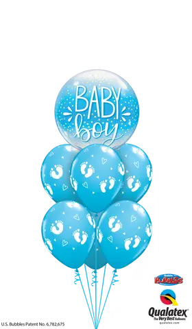 Baby Boy Footprints Bubble Bouquet