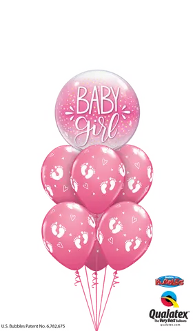 Baby Girl Footprints Bubble Bouquet