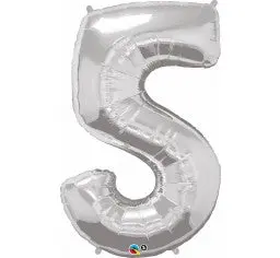 Number 5 Silver Megaloon (86cm)