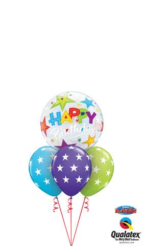 Happy Birthday Bubble Stars Balloon Bouquet