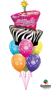 Happy Birthday Zebra Stripe Balloon Bouquet