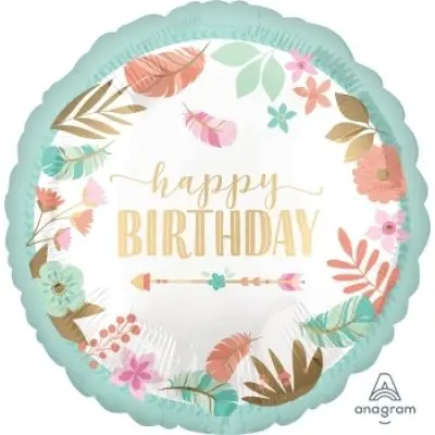Happy Birthday Feathers Foil Balloon