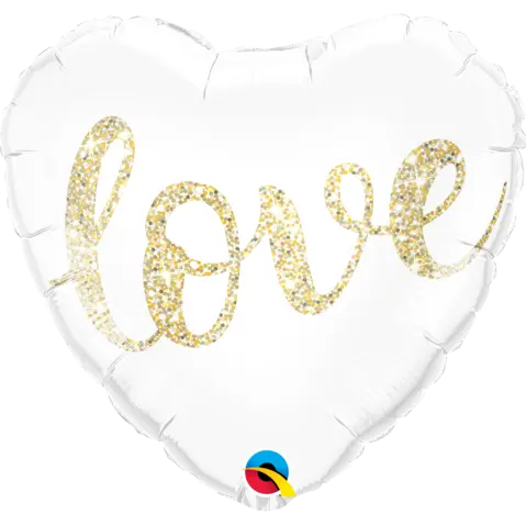 Heart Foil Love Glitter Gold Balloon
