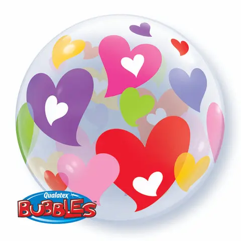 Colourful Hearts Bubble Balloon