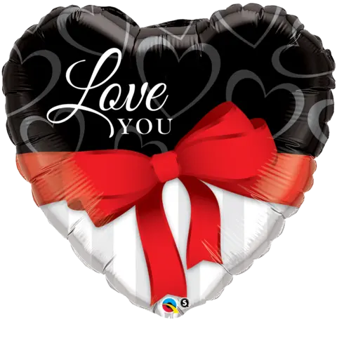 Love You Heart Satin Ribbon Balloon (90cm)