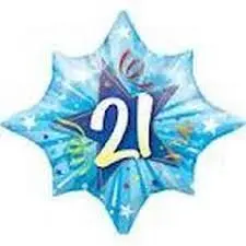 Blue 21 Shape Foil Balloon