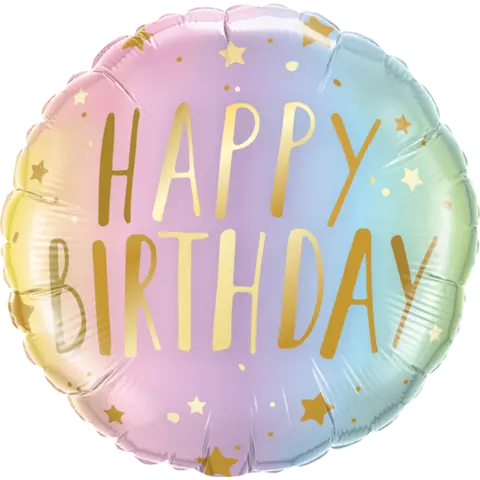 Happy Birthday Ombre Pastel Foil Balloon
