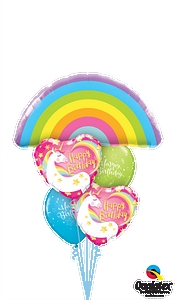 Pastel Rainbow Unicorn Happy Birthday Balloon Bouquet