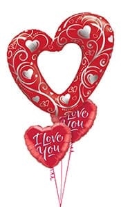 Red Link Heart Filigree Balloon Gift