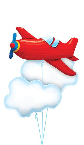 Red Plane Clouds Balloon Bouquet