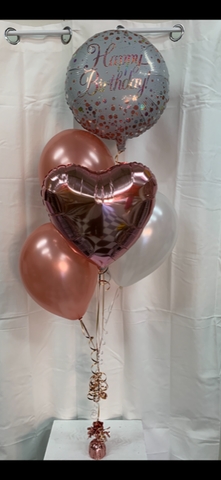 Rose Gold Happy Birthday Balloon Bouquet