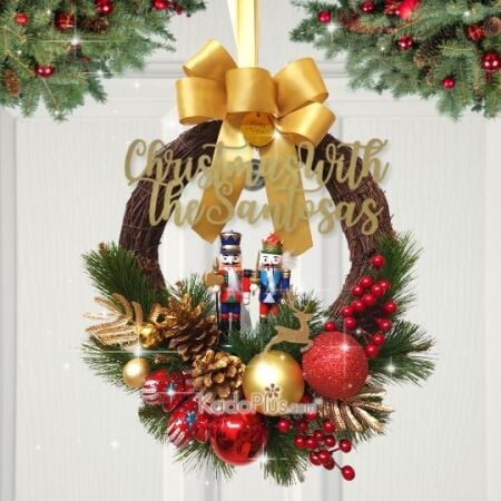 Hiasan Natal: Classic Double Nutcracker Wreath Personalised