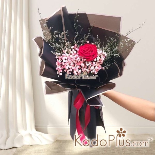 Single Red Roses Bouquet