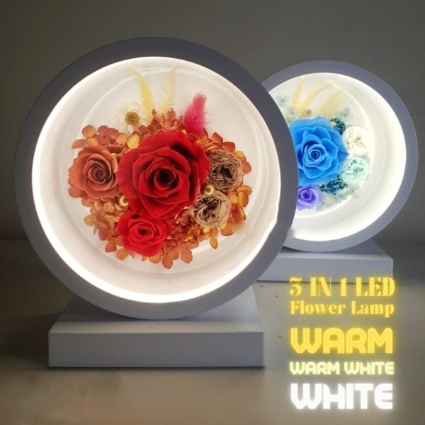 Table Lamp and Preserved Flowers