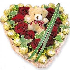 Heartful Roses & Teddy Bear