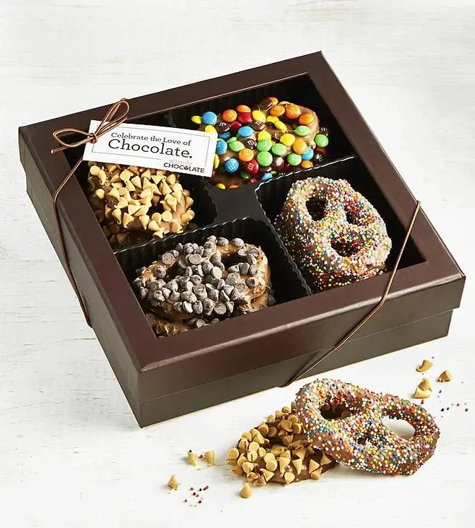 Simply Chocolate Candy Topped Pretzel Twists