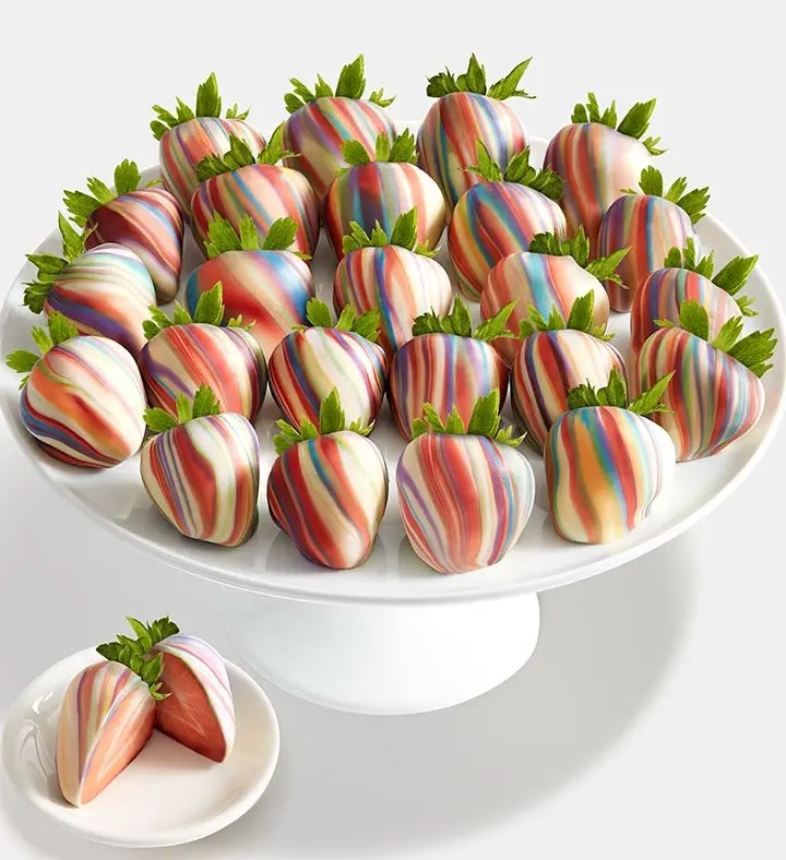 Rainbow Swirl Artisan Belgian Chocolate Strawberries (Half Dozen)