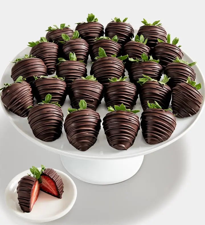 Artisan Belgian All Dark Chocolate Strawberries (Half Dozen)