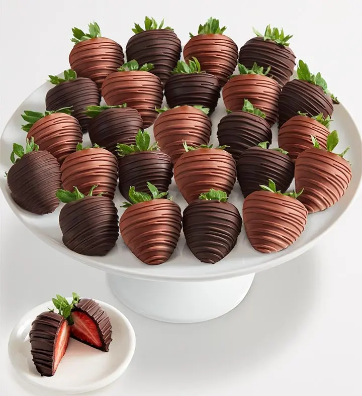 Artisan Belgian Milk & Dark Chocolate Strawberries (Mixed Milk & Dark Chocolate - Half Dozen)