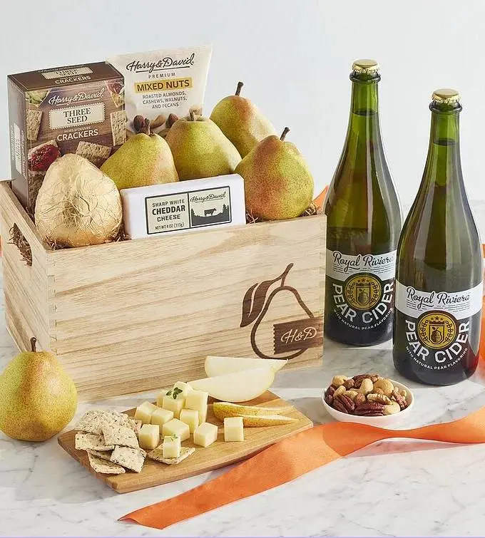 Classic Harry & David Gift Basket with Royal Riviera Hard Pear Cider