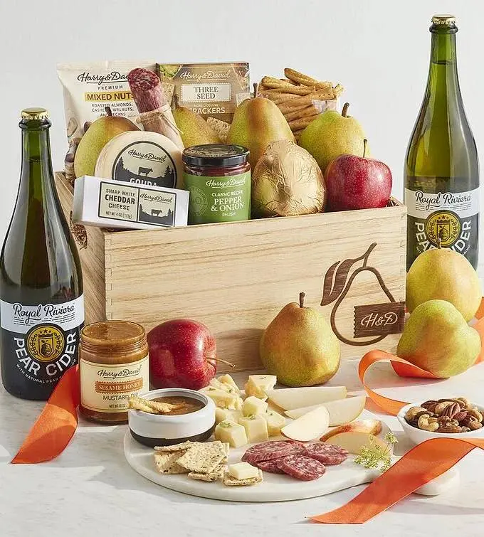 Grand Harry & David Gift Basket with Royal Riviera Hard Pear Cider
