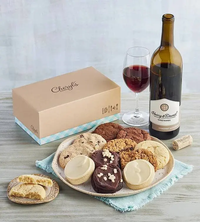 Red Wine and Cheryl's Cookies Box
