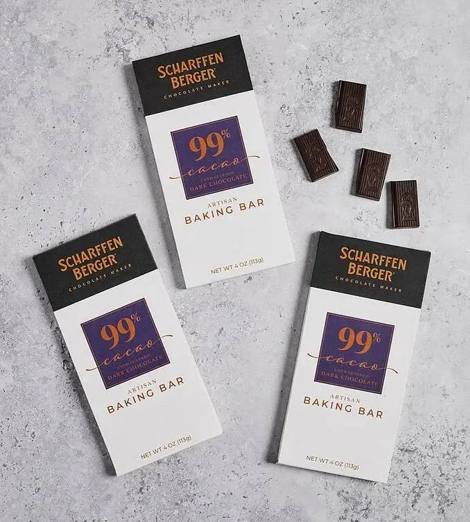 Scharffen Berger 99% Cacao Unsweetened Dark Chocolate Baking Bars - 3 Pack