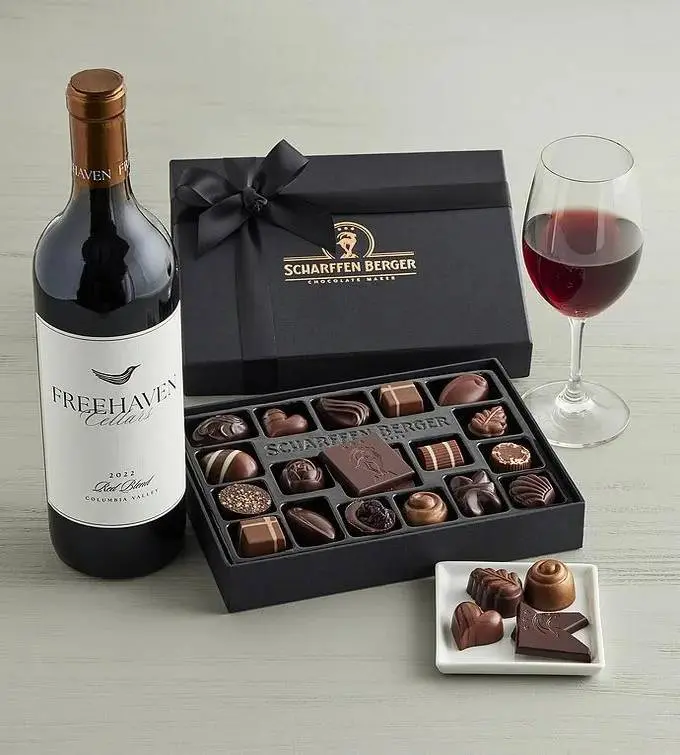 Scharffen Berger Chocolatier's Collection - 20 Piece with Freehaven Cellars Red Wine Blend
