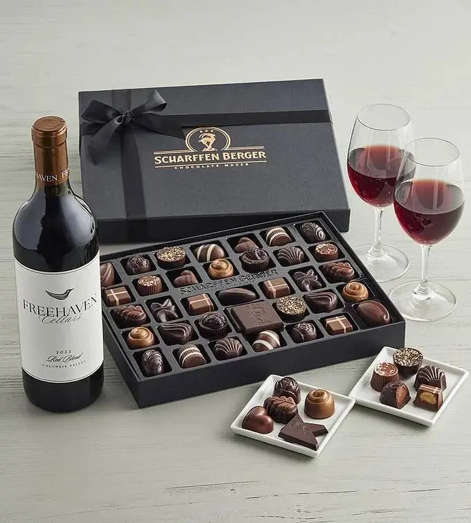 Scharffen Berger Chocolatier's Collection - 36 Piece with Freehaven Cellars Red Wine Blend
