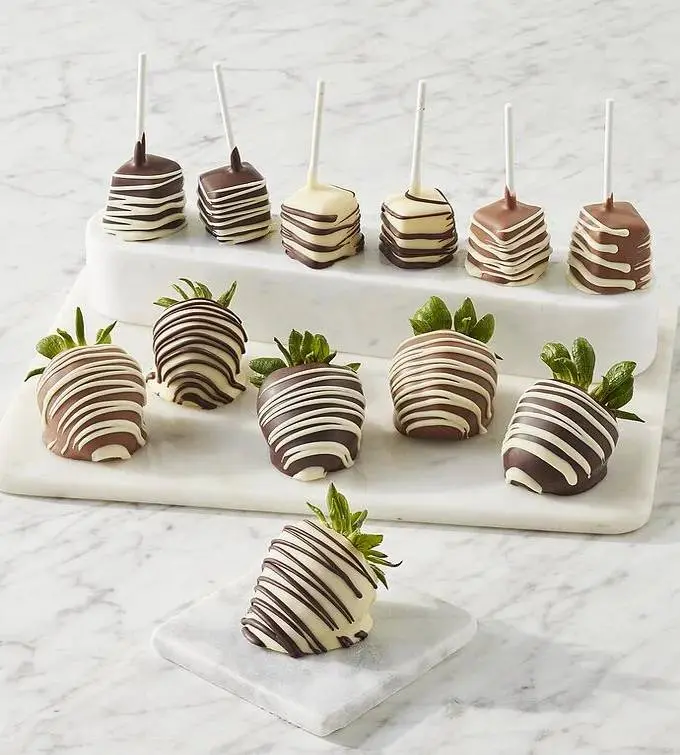 Harry & David Belgian Chocolate Hand-Dipped Strawberries and Cheesecake Pops Medley - 12 Count
