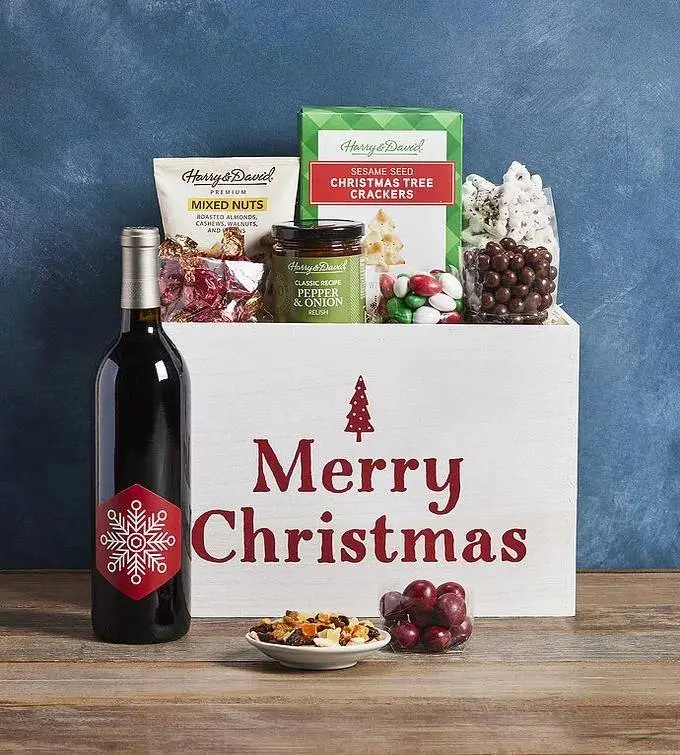 Merry Christmas Crate with Wine