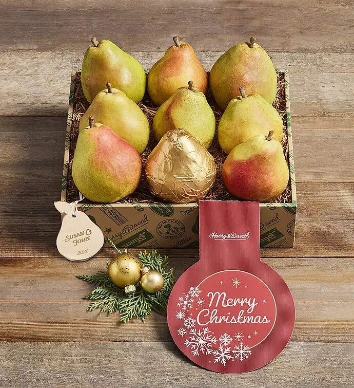 Royal Riviera® Merry Christmas Pears with Personalized Ornament