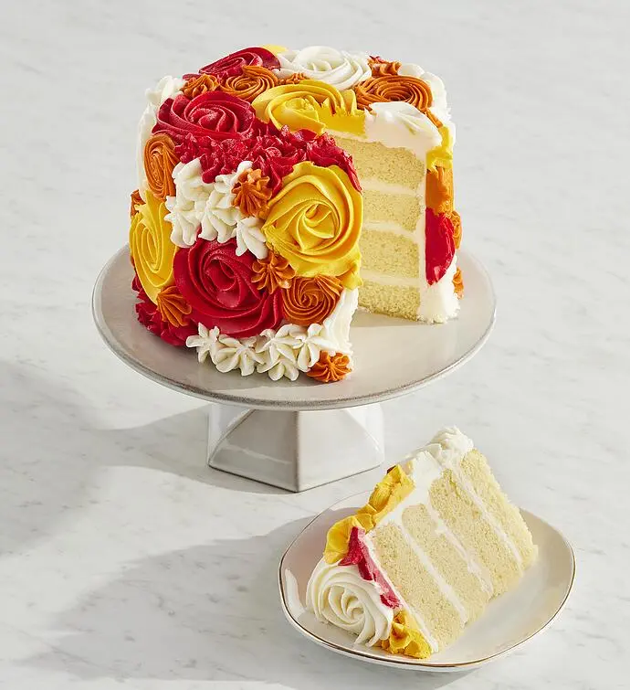 Autumn Rose Vanilla Cake