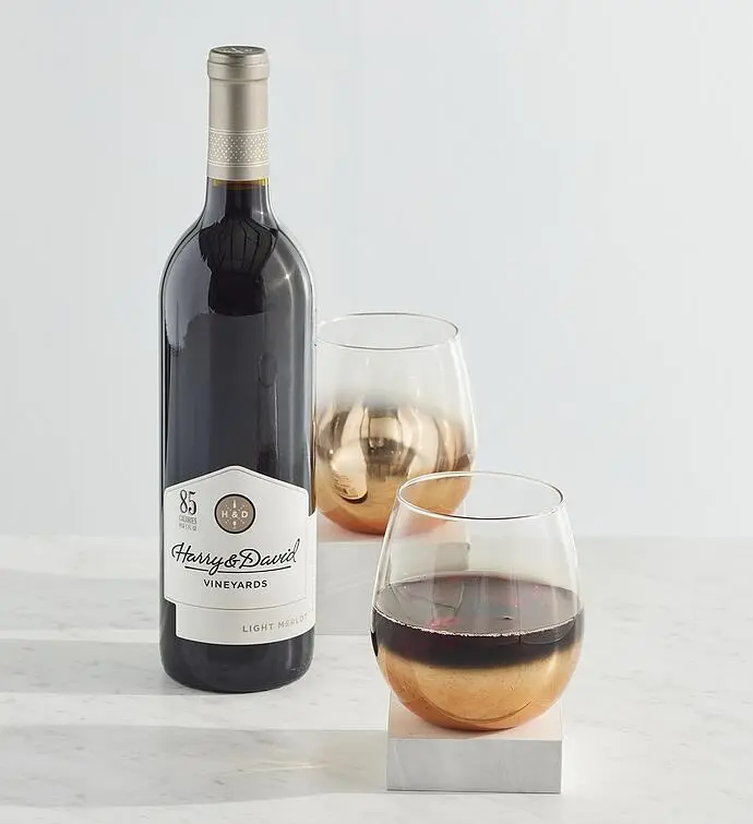 Amber Wine Glasses with Light Merlot
