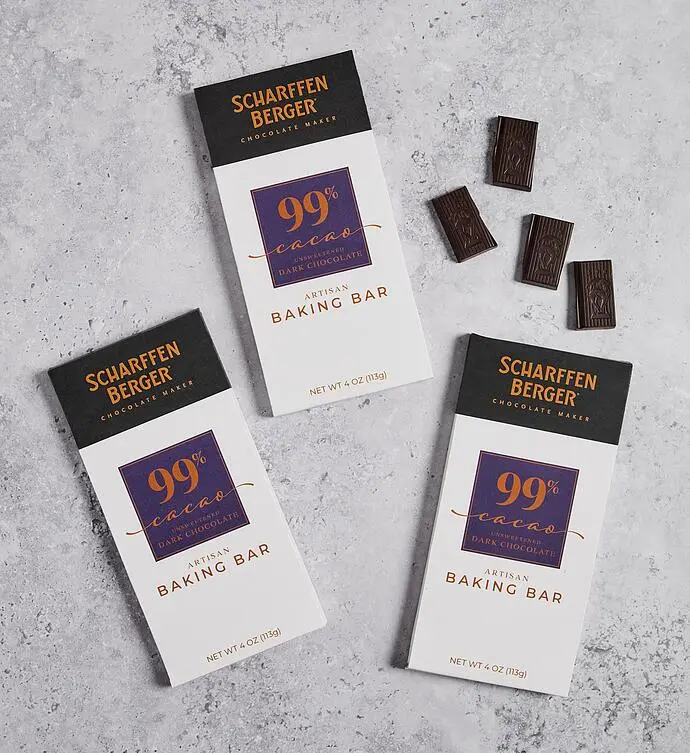 Scharffen Berger® 99% Cacao Unsweetened Dark Chocolate Baking Bars - 3 Pack